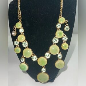 Elegant Green and Gold Bib Style Statement Necklace